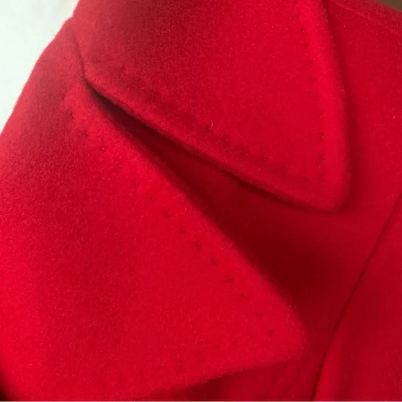 Fleurette Loro Piana Red Wool Double Breasted Pea Coat Womens Size 6 - Picture 8 of 14